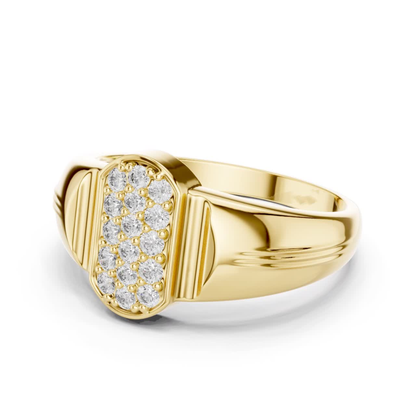 Round Diamond Cluster Signet Ring | Modern Luxury Style
