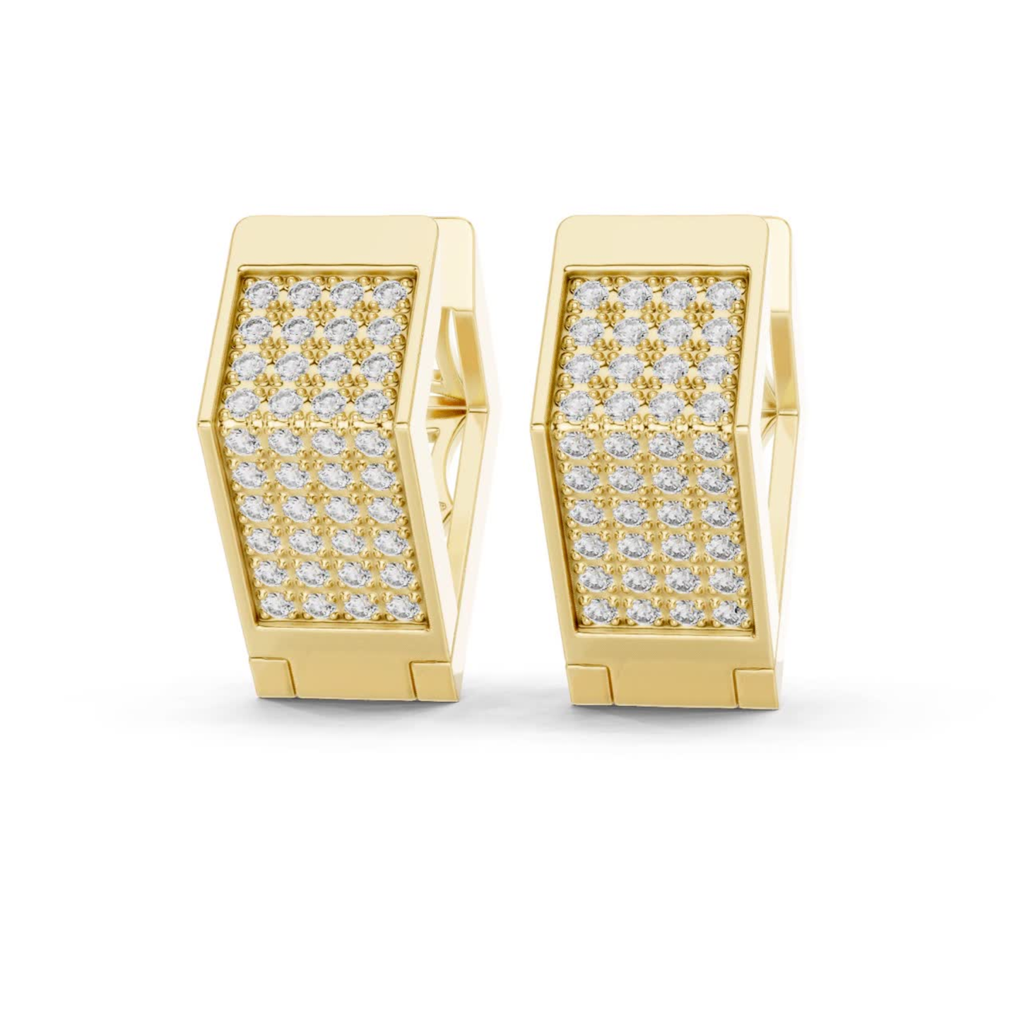 Rectangular Diamond Hoop Earrings with Multi Row Brilliance | Modern Radiance