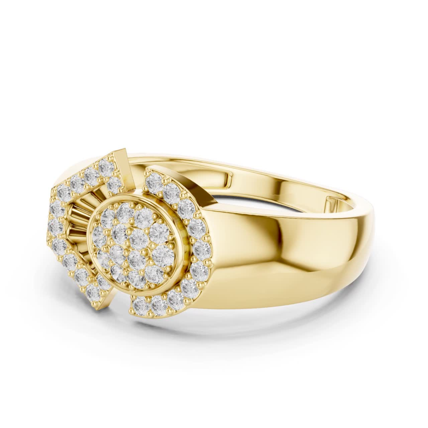 Round Diamond Geometric Statement Ring | Modern Luxury Style