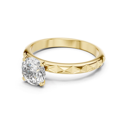 Round Diamond Pattern Band Ring | 18K Gold Fine Jewelry