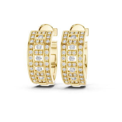 Geometric Diamond Hoop Earrings with Round Brilliant Details | Modern Luxe