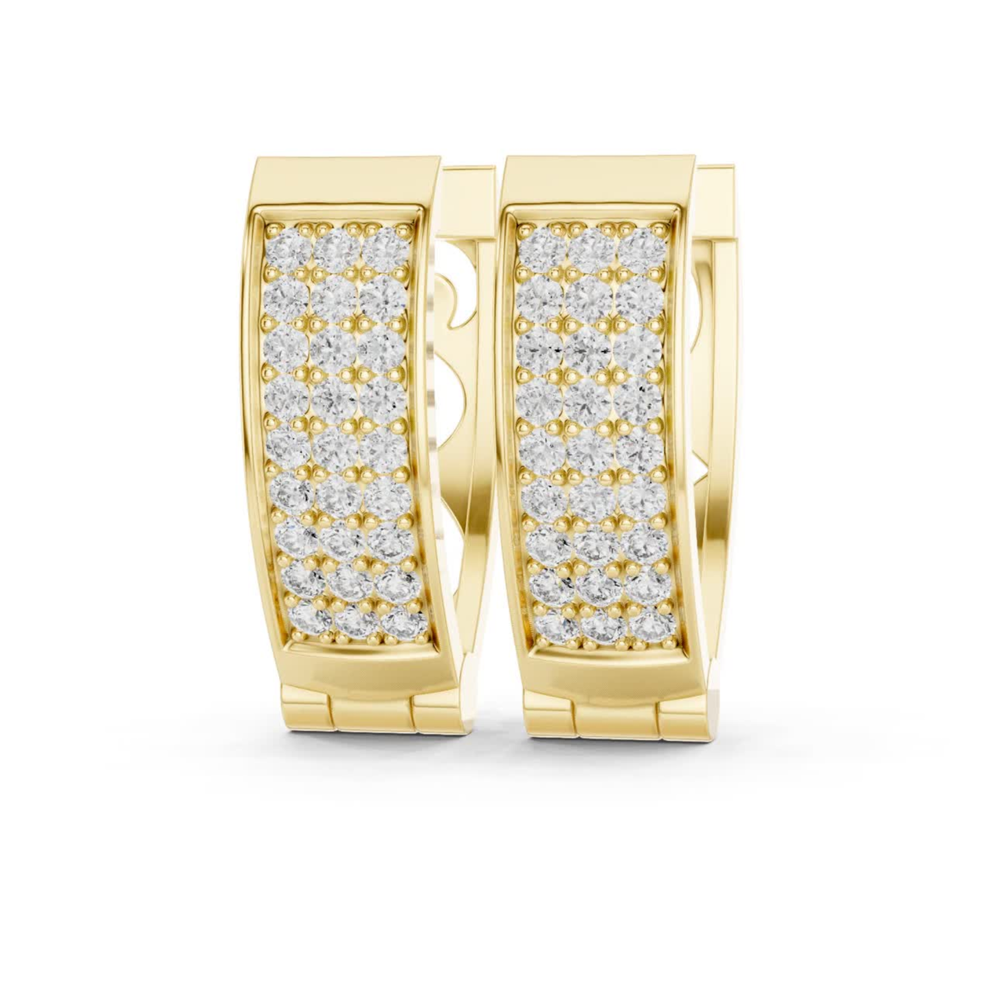 Rectangular Pave Diamond Hoop Earrings | Modern Luxe Brilliance