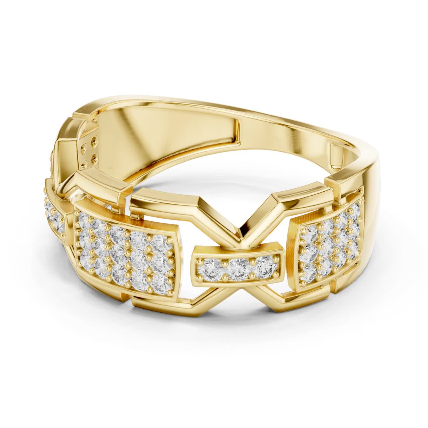 Luxury Diamond Geometric Band Ring | Modern Statement Style