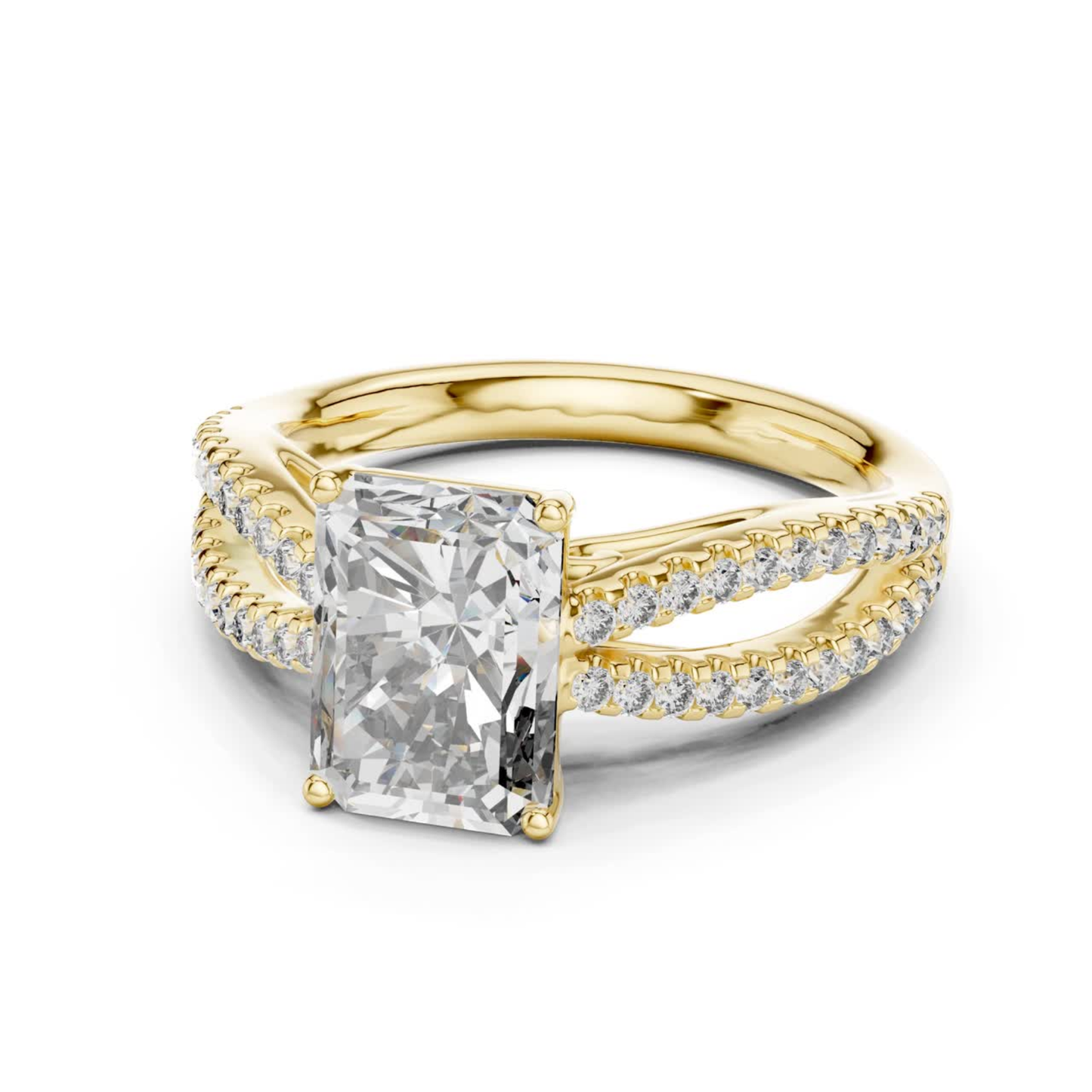 Radiant Cut Split Shank Diamond Ring | Luxury Bridal Jewelry Styles