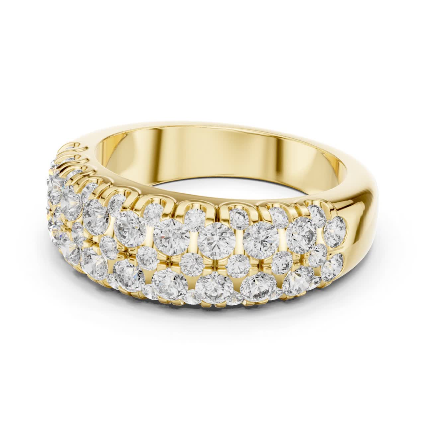 Multi Row Diamond Ring with Round Brilliant Elegance | Timeless Luxury