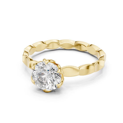 Round Diamond Floral Band Ring | 18K Gold Fine Jewelry