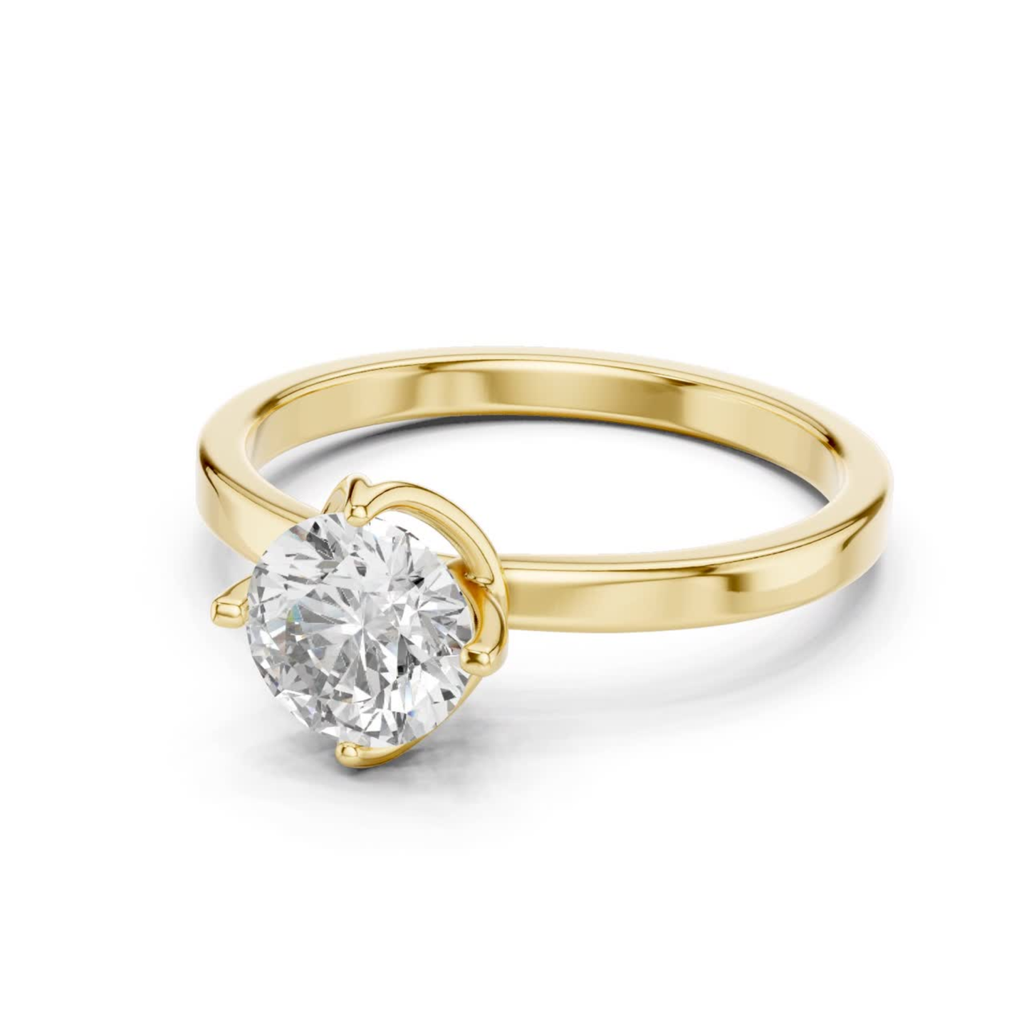 Round Diamond Heart Prong Ring | 18K Gold Fine Jewelr