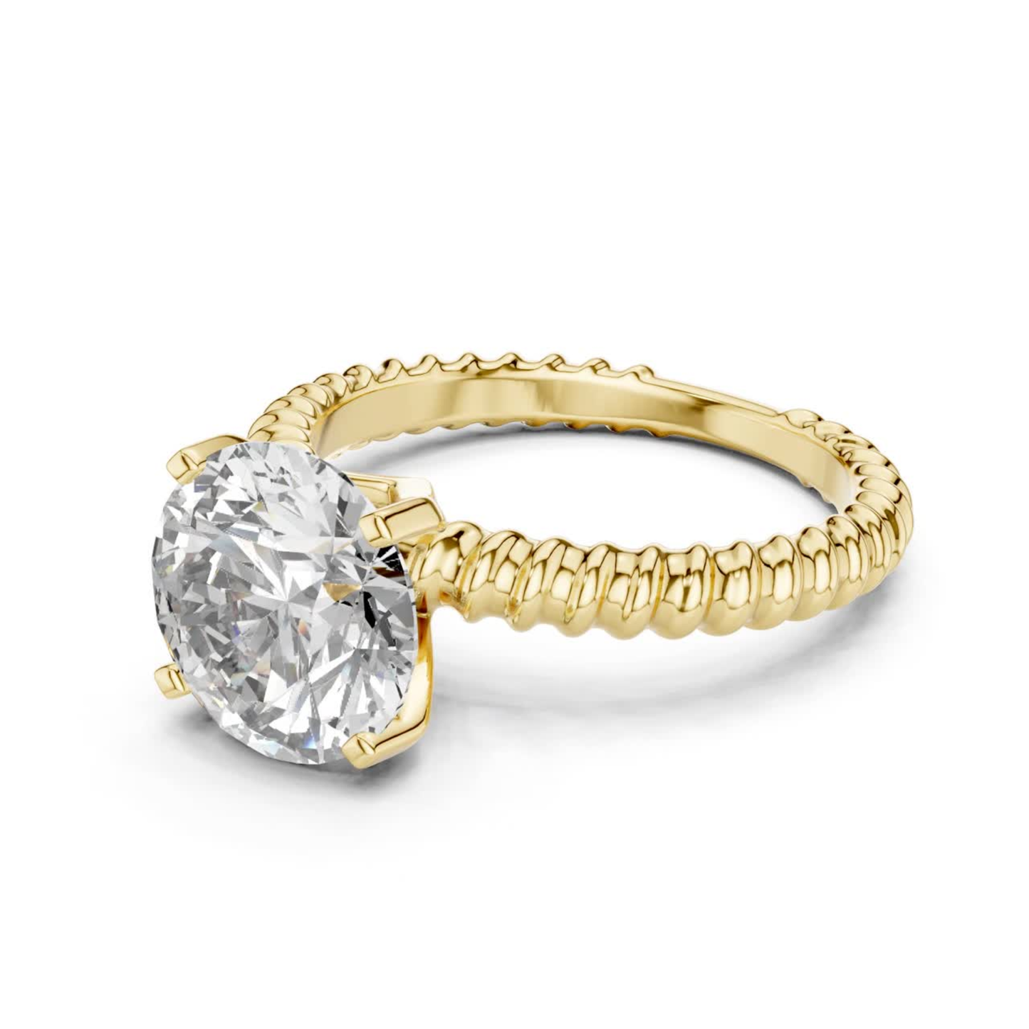 Round Diamond Rope Texture Ring | Twisted in Pure Brilliance