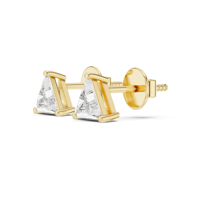Trillion Cut Diamond Stud Earrings with Prong Setting | 18K
