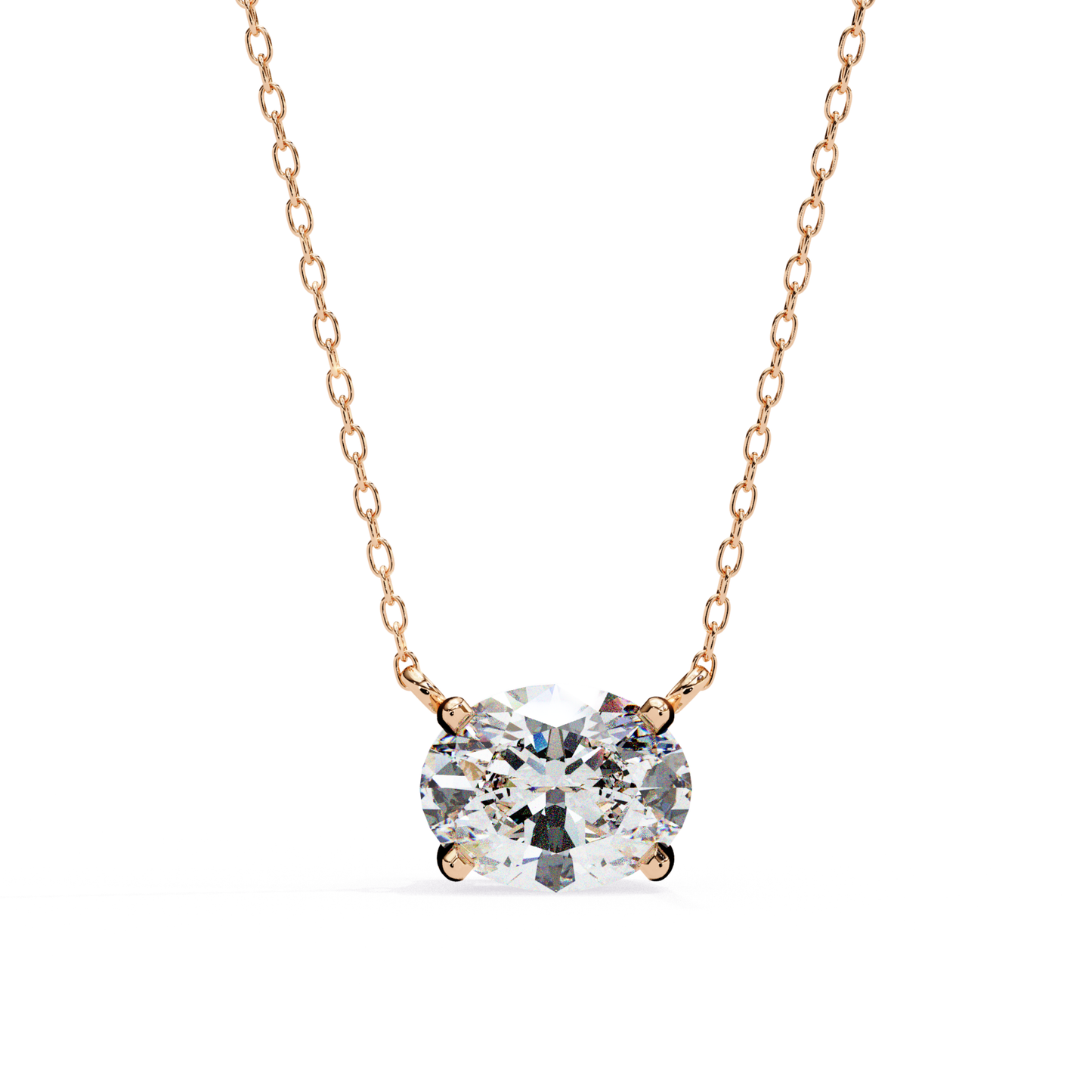 Oval Cut Lab Grown Diamond Pendant With Chain