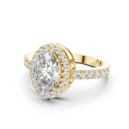 Oval Center Diamond Halo Ring | Crowned in Pure Brilliance