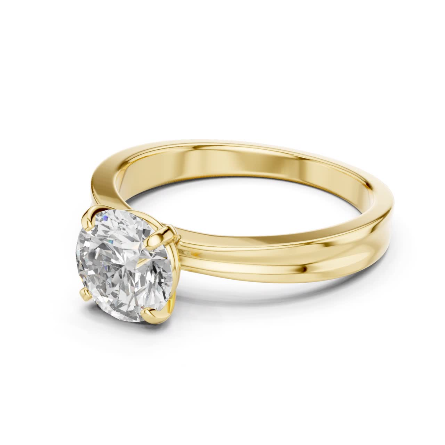 Round Diamond Solitaire Band Ring | 18K Gold Jewelry