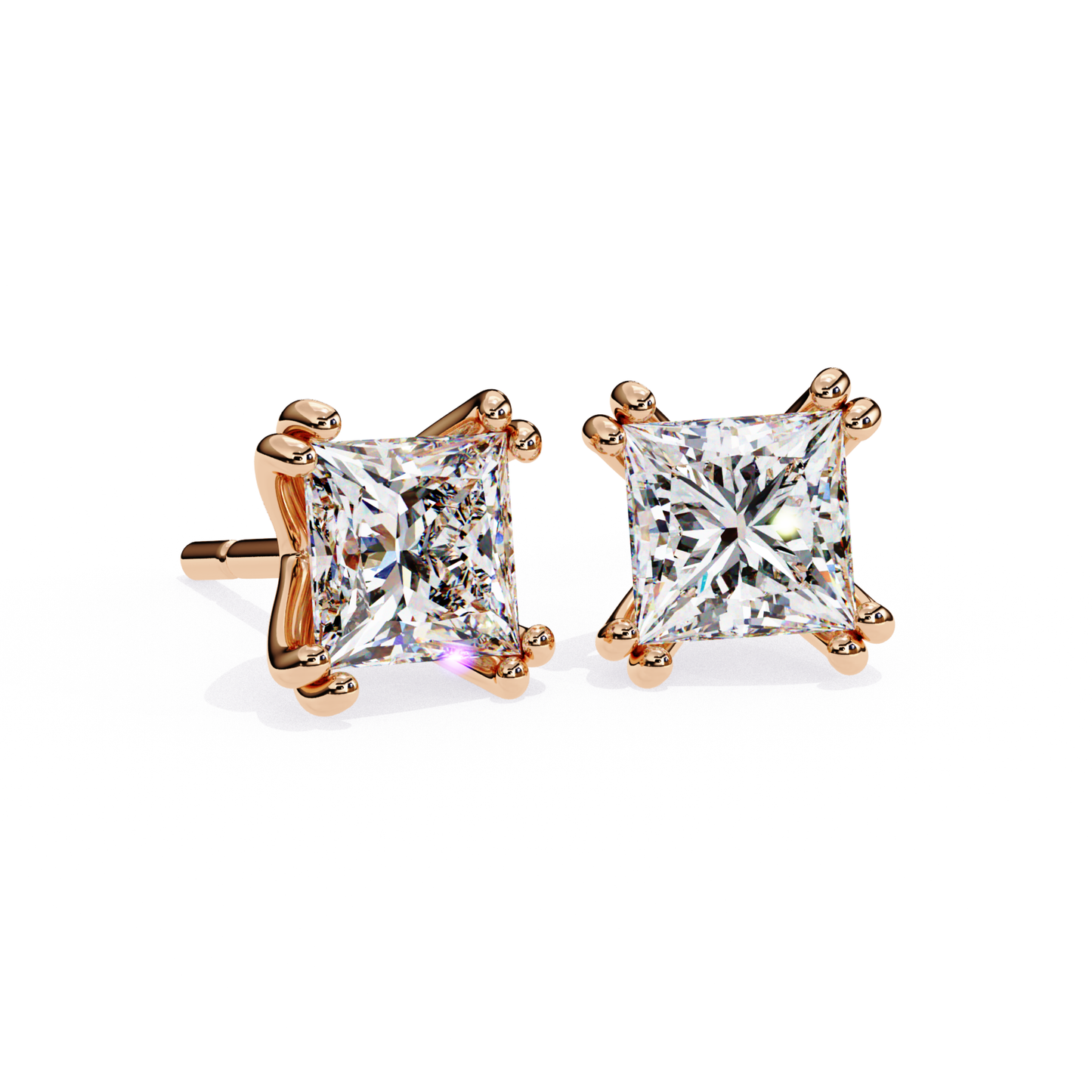 Lab Grown Diamond Gold Stud Earrings for Women