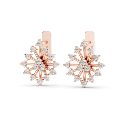 Starburst Diamond Stud Earrings with Round Brilliant Details | Celestial Glow