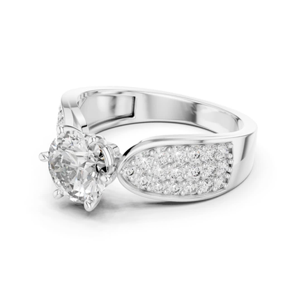 Round Cut Diamond Ring with Wide Pave Shoulders | Bold & Brilliant