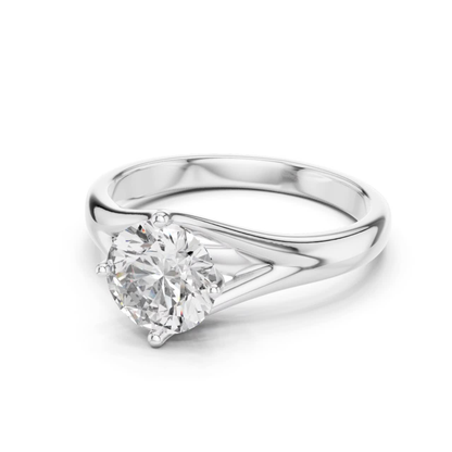 Round Diamond Split Band Ring | 18K Gold Fine Jewelry