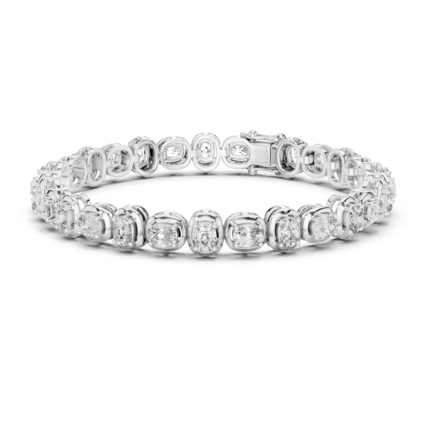 Cushion Cut Diamond Tennis Bracelet | Luxury White Gold Style
