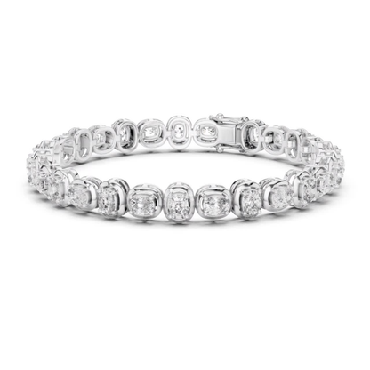 Cushion Cut Diamond Tennis Bracelet | Luxury White Gold Style