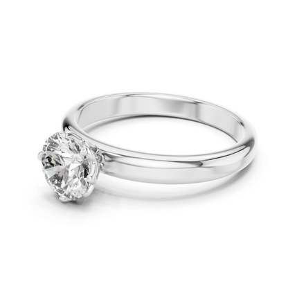 Round Diamond Plain Solitaire Ring | 18K Gold Jewelry