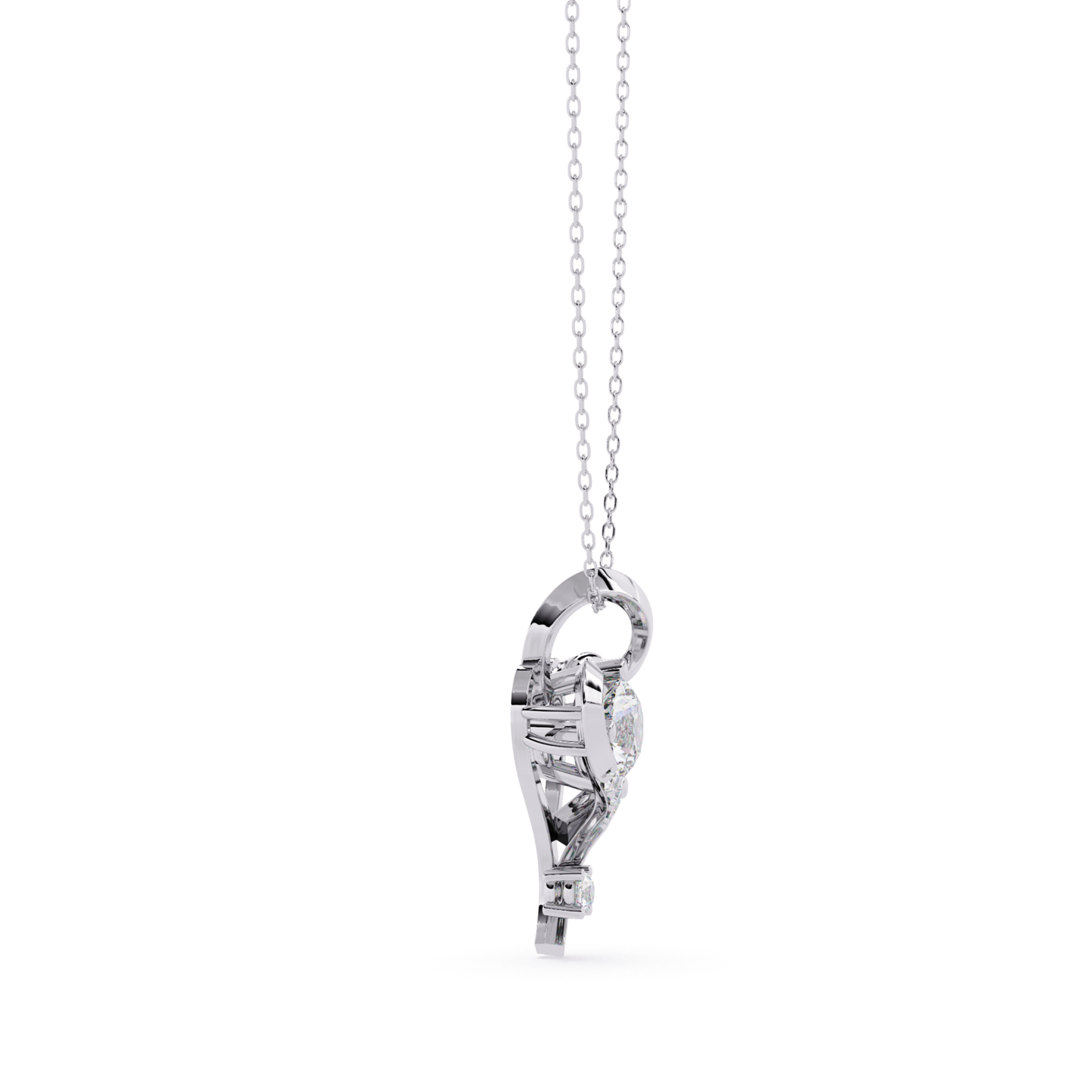 Layered Heart Diamond Pendant with Center Stone | 18K Gold