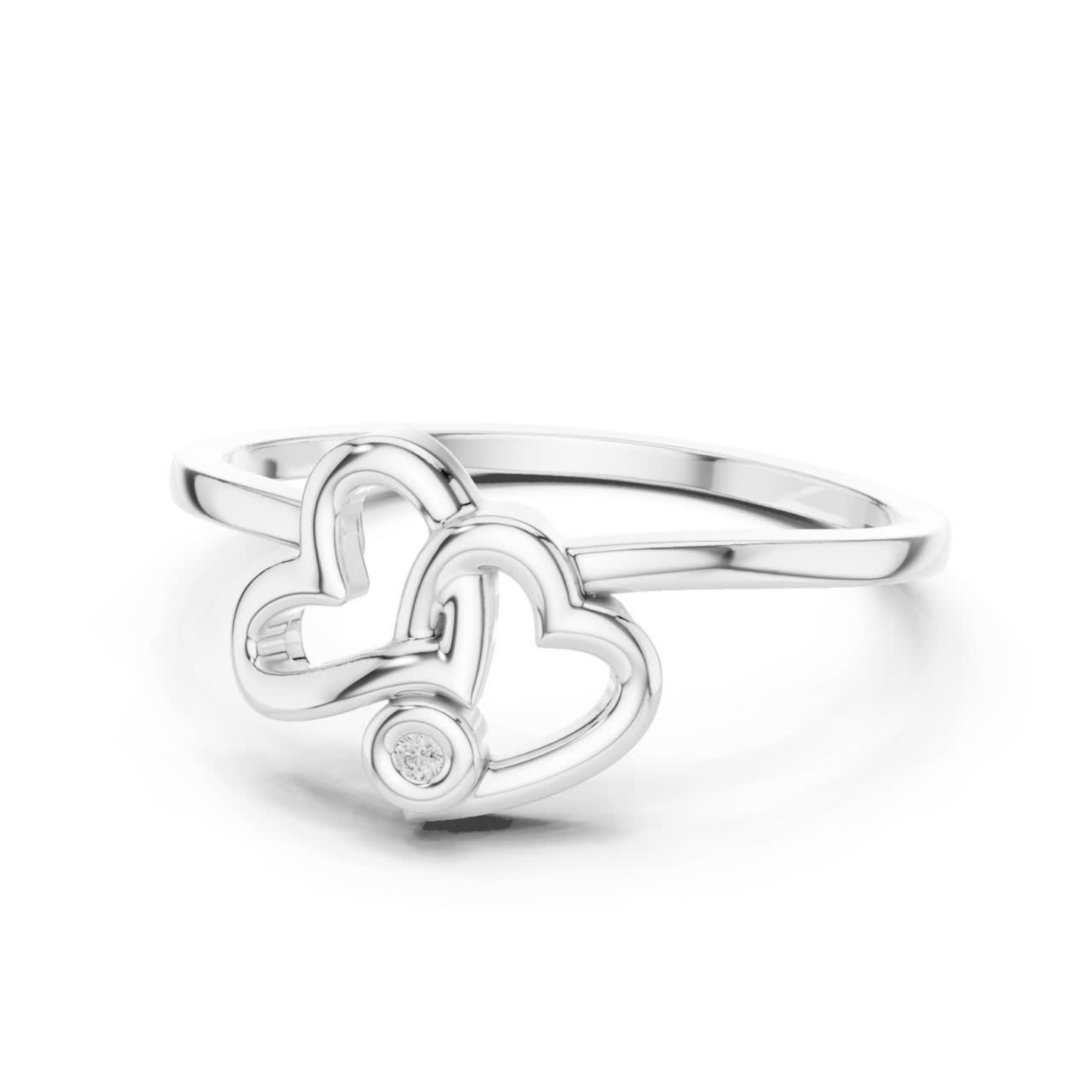 Double Heart Diamond Open Ring | Elegant Love Jewelry Style