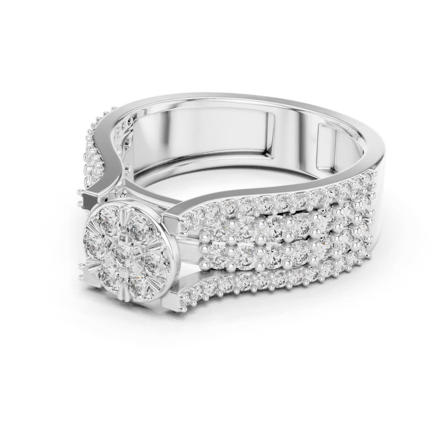 Flower Cluster Diamond Ring | Luxury Pave Gold Ring Style