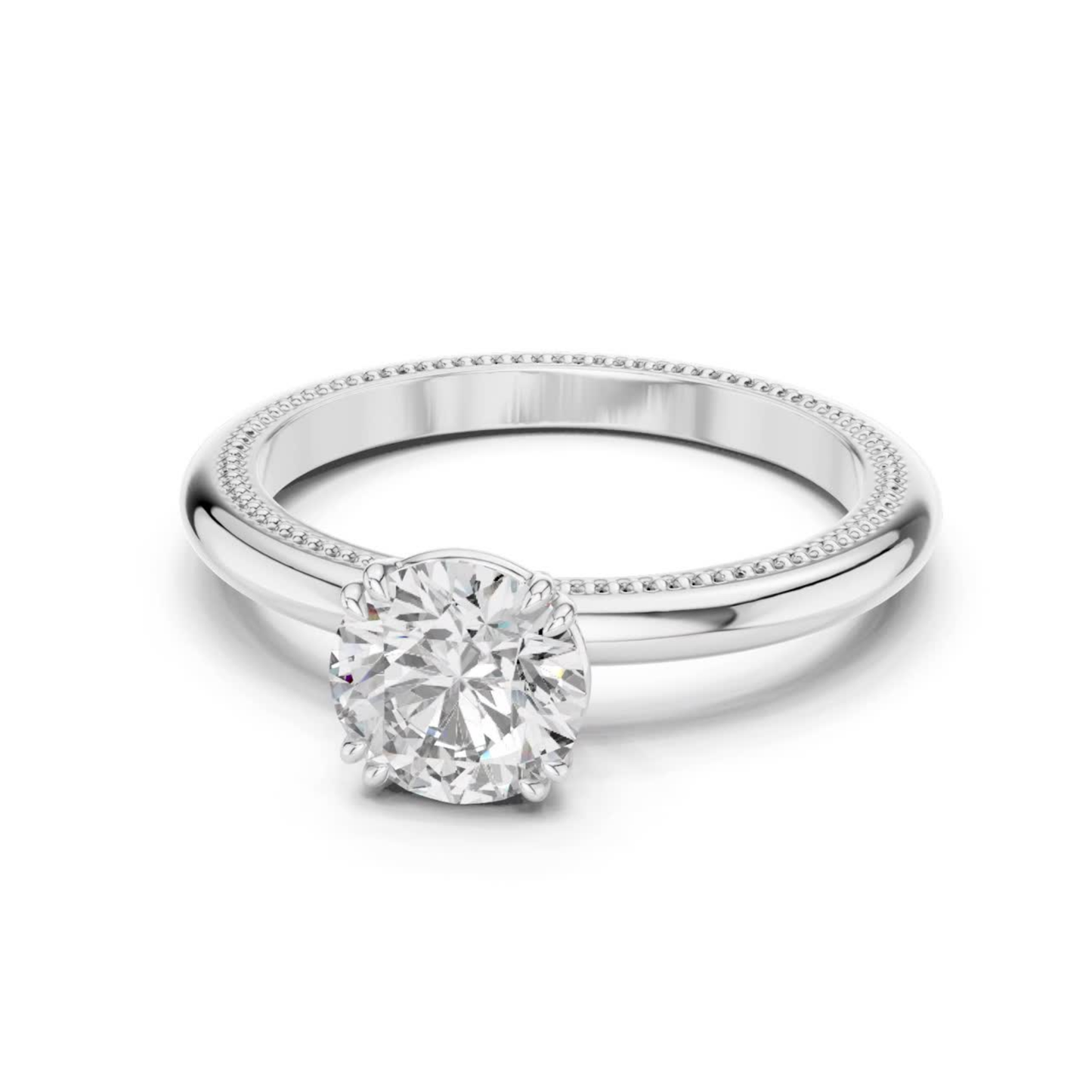 Round Diamond Milgrain Band Ring | 18K Gold Fine Jewelry