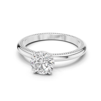 Round Diamond Milgrain Band Ring | 18K Gold Fine Jewelry