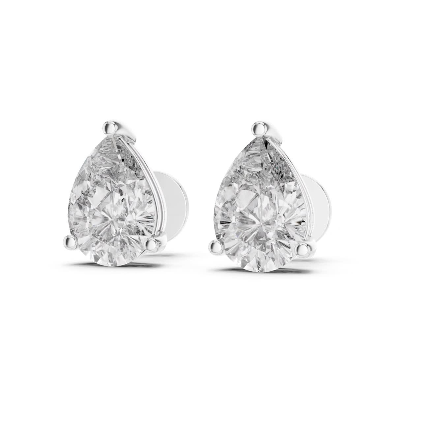 Pear Shape Diamond Stud Earrings | Prong Setting 18K Gold