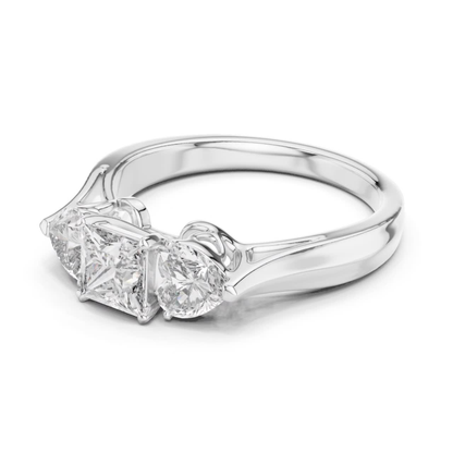 Princess Center Three Diamond Band Ring | Reign in Brilliance