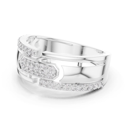 Invisible Set Diamond Modern Band Rings | Luxury White Gold Style