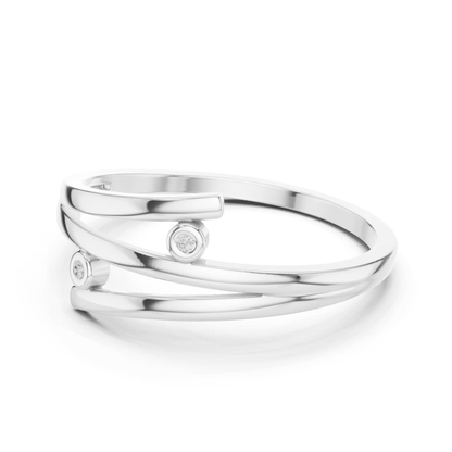 Bezel Diamond Open Wrap Ring | Modern Minimal Luxury Style