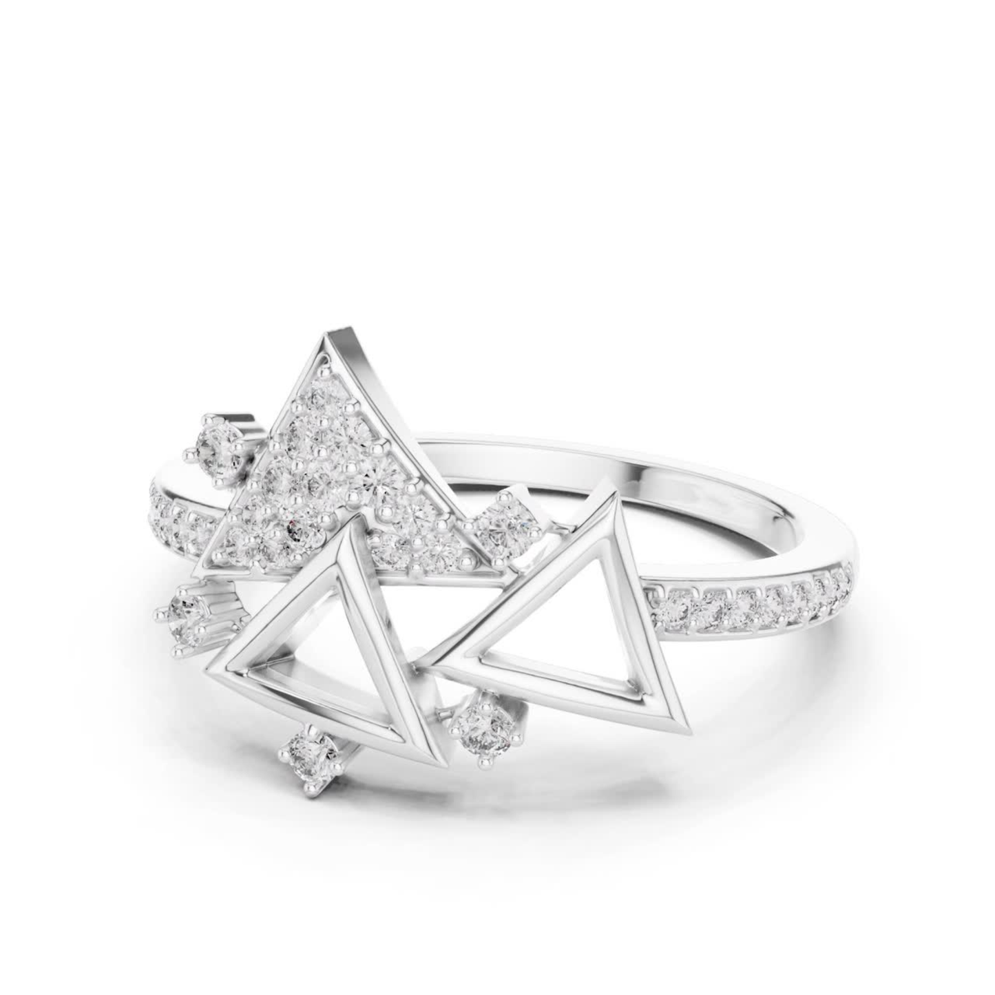 Round Diamond Triangle Open Wrap Ring | Modern Luxury Style