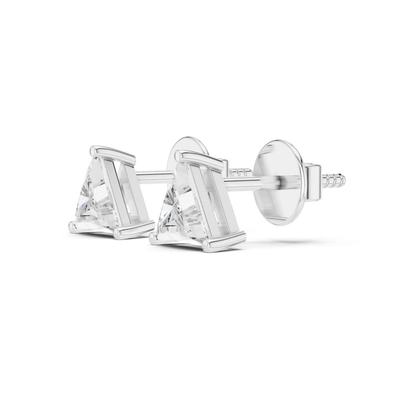 Trillion Cut Diamond Stud Earrings with Prong Setting | 18K