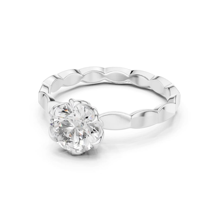 Round Diamond Floral Band Ring | 18K Gold Fine Jewelry