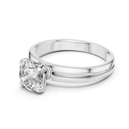 Round Diamond Plain Band Ring | 18K Gold Fine Jewelry
