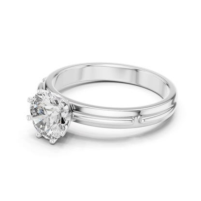 Round Diamond Designer Band Ring | 18K Gold Fine Jewelry