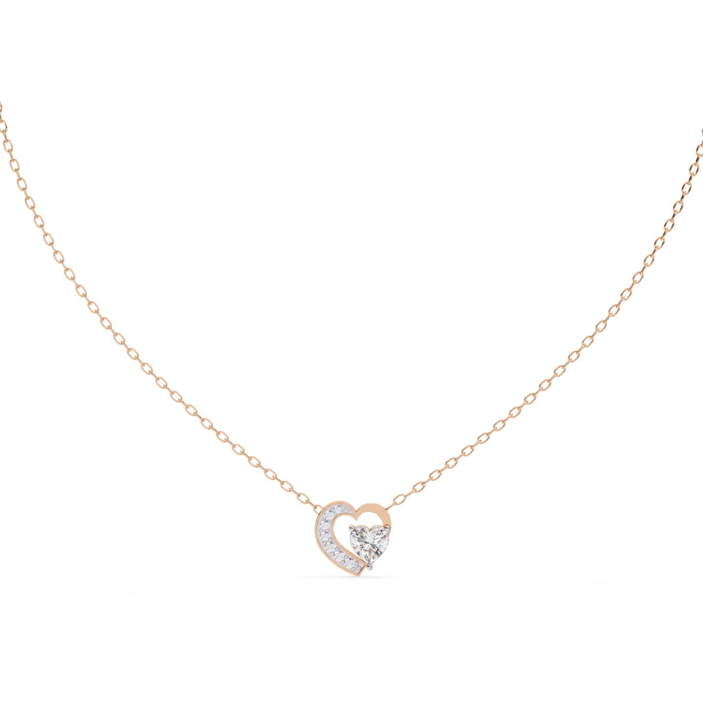 Heart Cut Lab Grown Diamond Double-Heart Pendent with Chain