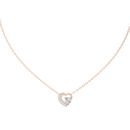 Heart Cut Lab Grown Diamond Double-Heart Pendent with Chain