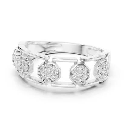 Octagon Shape Round Diamond Band | Modern Luxury Jewelry Style