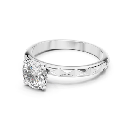 Round Diamond Pattern Band Ring | 18K Gold Fine Jewelry