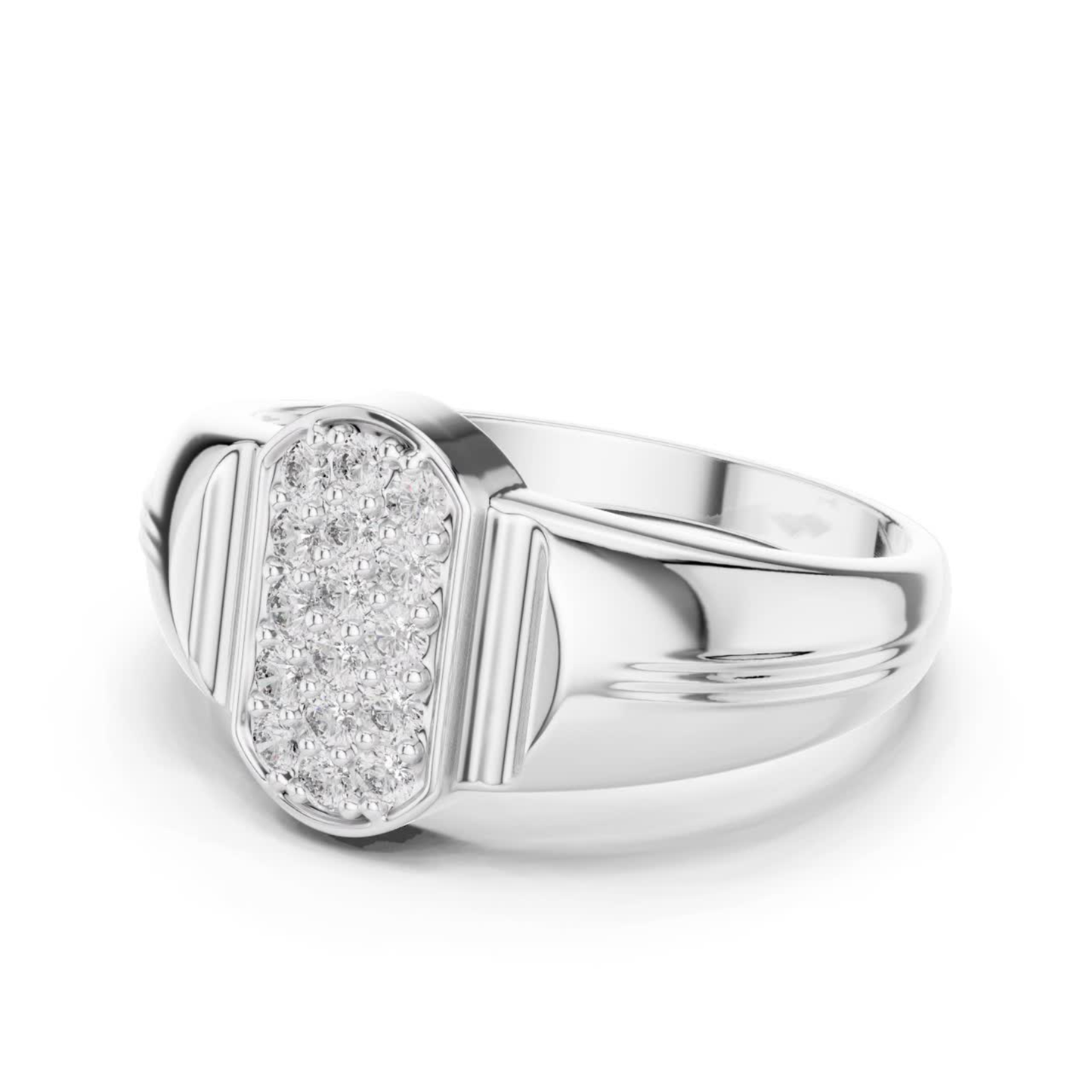Round Diamond Cluster Signet Ring | Modern Luxury Style