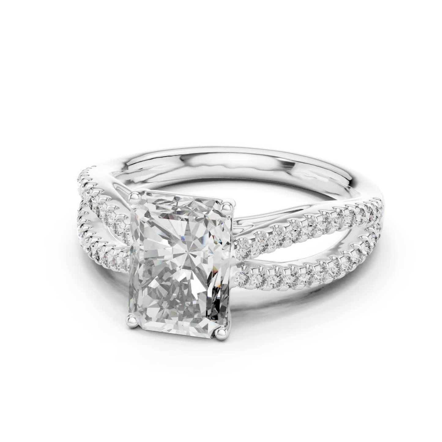 Radiant Cut Split Shank Diamond Ring | Luxury Bridal Jewelry Styles