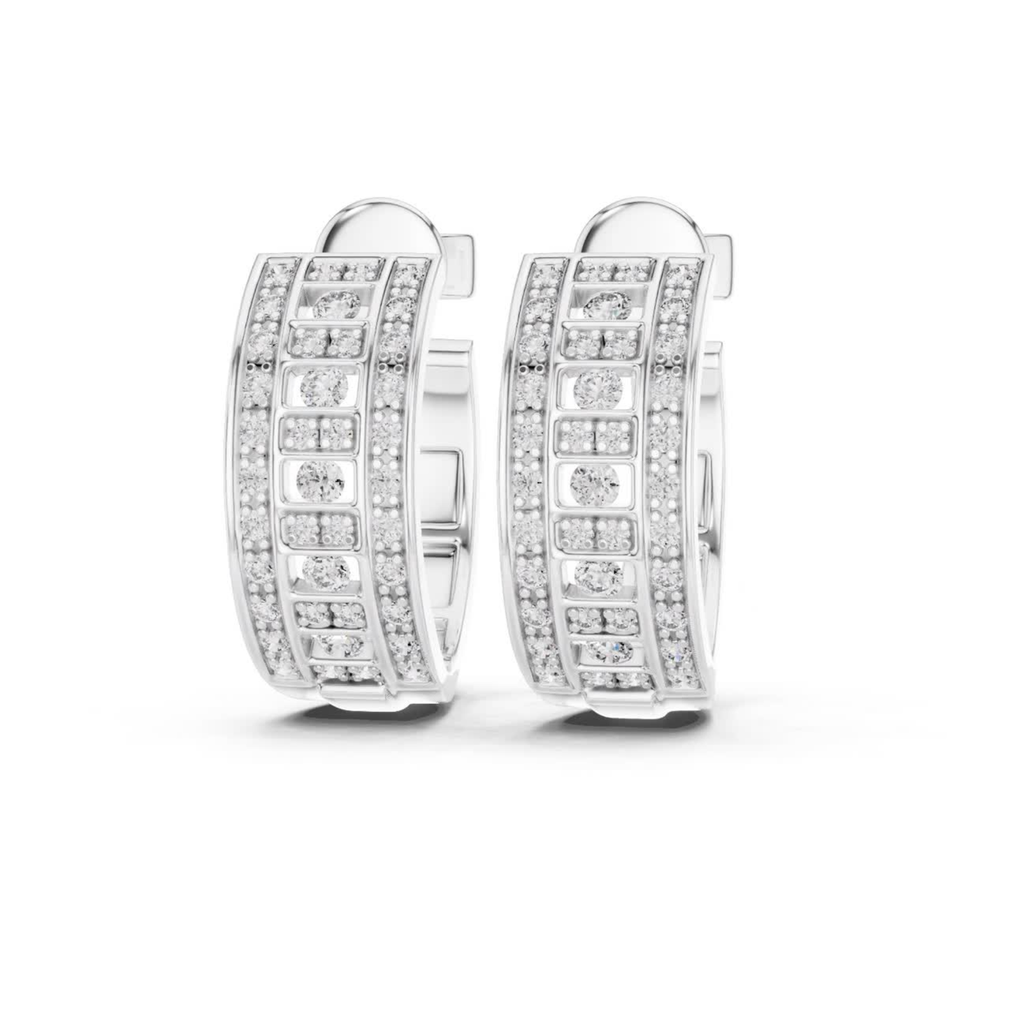 Geometric Diamond Hoop Earrings with Round Brilliant Details | Modern Luxe
