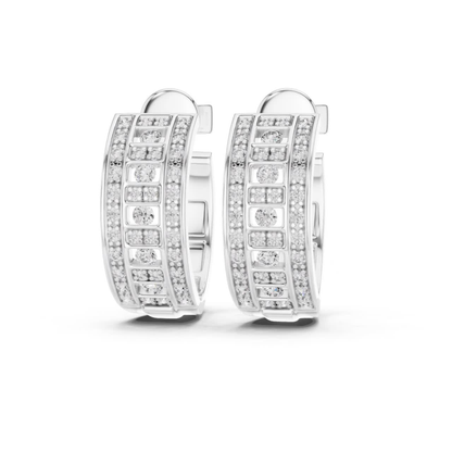 Geometric Diamond Hoop Earrings with Round Brilliant Details | Modern Luxe