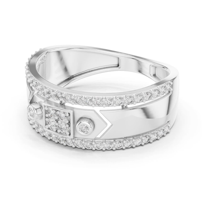 Luxury Diamond Square Center Band Rings | Modern Statement Style