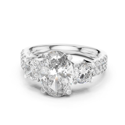 Oval Cut Three Stone Diamond Ring | Luxury Gold Engagement Style