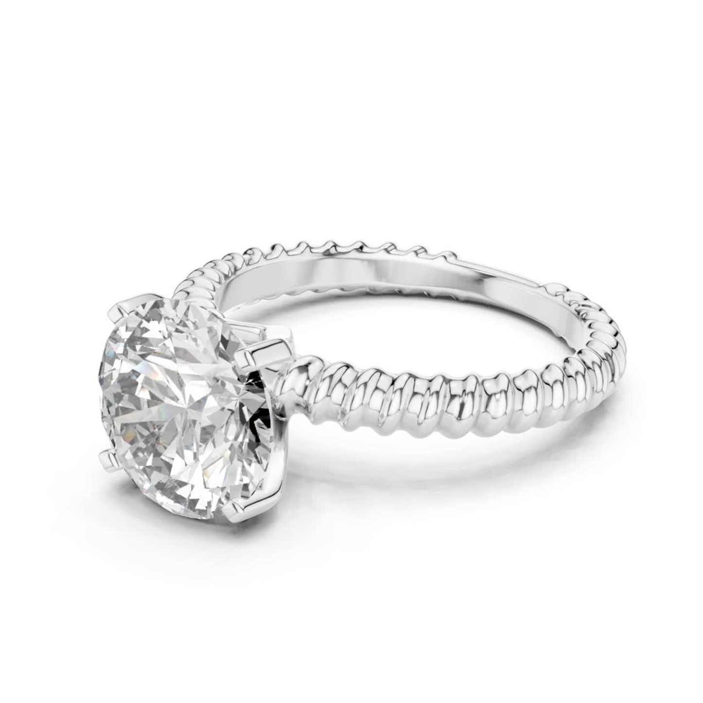 Round Diamond Rope Texture Ring | Twisted in Pure Brilliance
