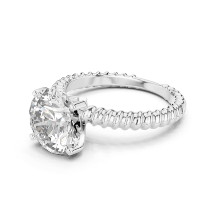 Round Diamond Rope Texture Ring | Twisted in Pure Brilliance