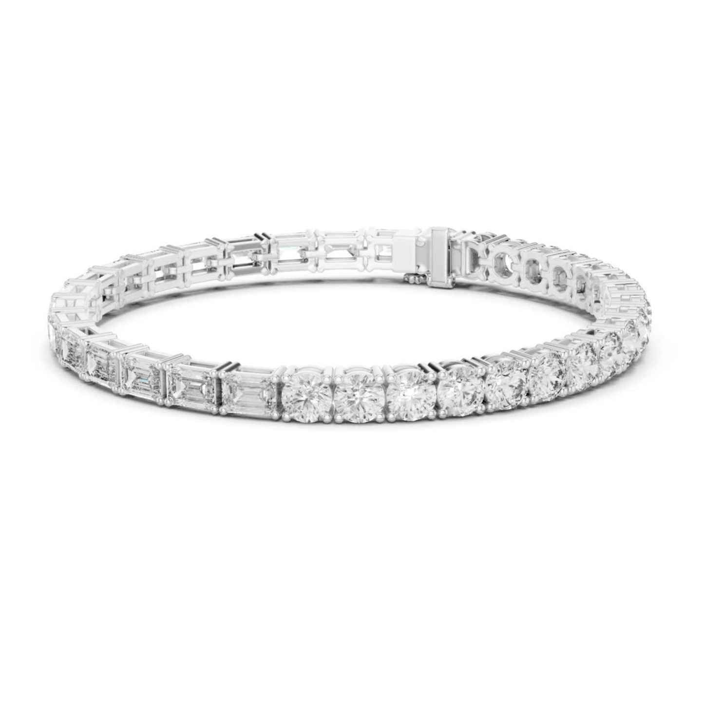 Round & Emerald Cut Diamond Tennis Bracelet | Luxury Elegance Style